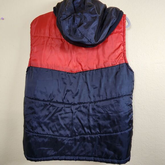 Aeropostale Mens Vest‎ Large Orange Black Full Zip Hooded Lined Puffer Down - Picture 6 of 11